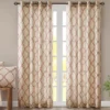 Sereno Fretwork Beige & Spice Light-Filtering Grommet Curtain Panel, (95")