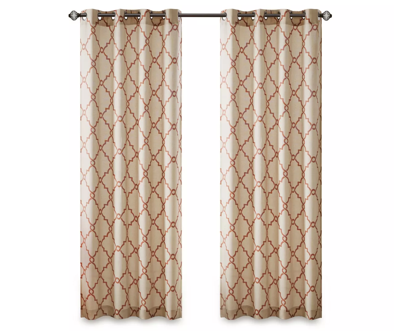 Sereno Fretwork Beige & Spice Light-Filtering Grommet Curtain Panel, (63") 12 Sereno Fretwork Beige & Spice Light-Filtering Grommet Curtain Panel, (63") - Image 12