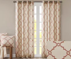 Sereno Fretwork Beige & Spice Light-Filtering Grommet Curtain Panel, (95") 14 Sereno Fretwork Beige & Spice Light-Filtering Grommet Curtain Panel, (95") -Cuisinart Store 810518031 810518032 810518034 2
