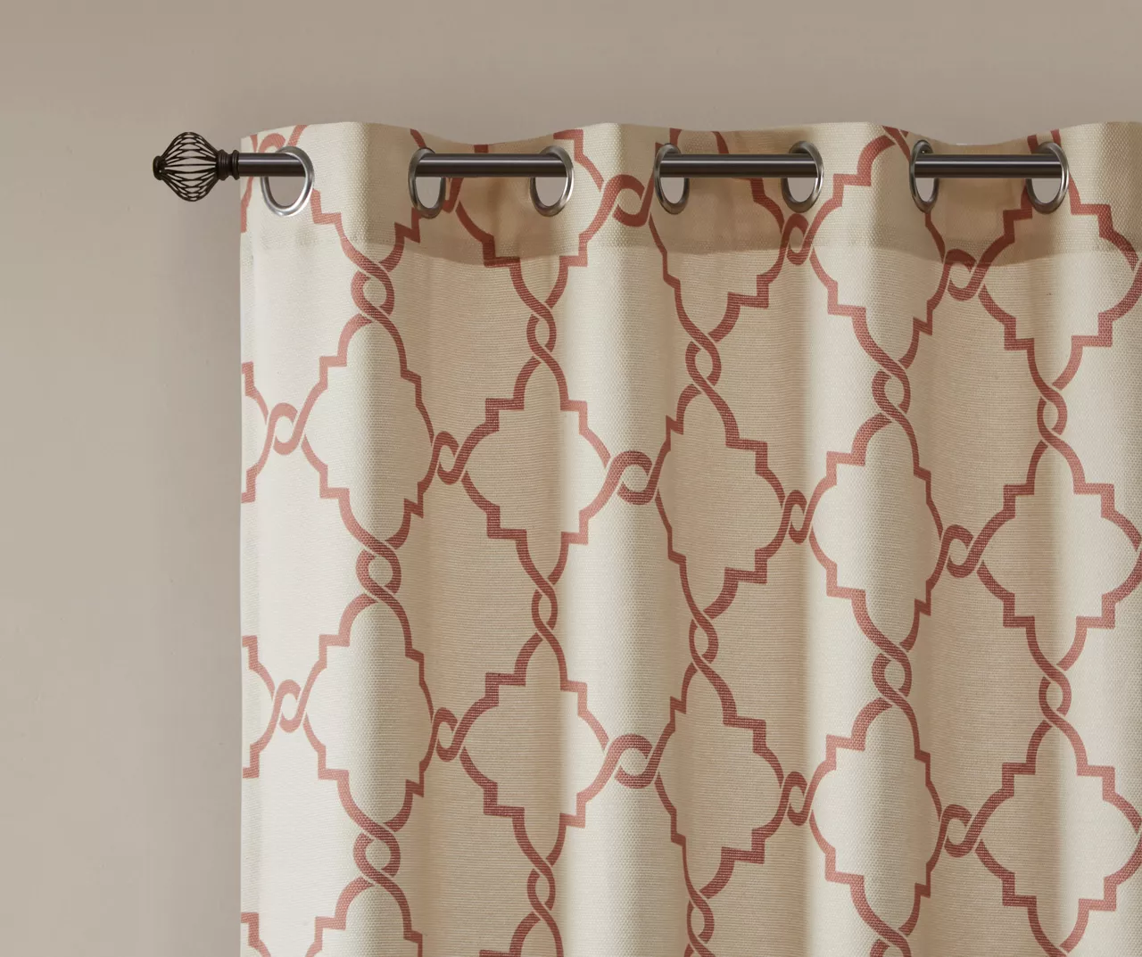 Sereno Fretwork Beige & Spice Light-Filtering Grommet Curtain Panel, (63") 4 Sereno Fretwork Beige & Spice Light-Filtering Grommet Curtain Panel, (63") - Image 4