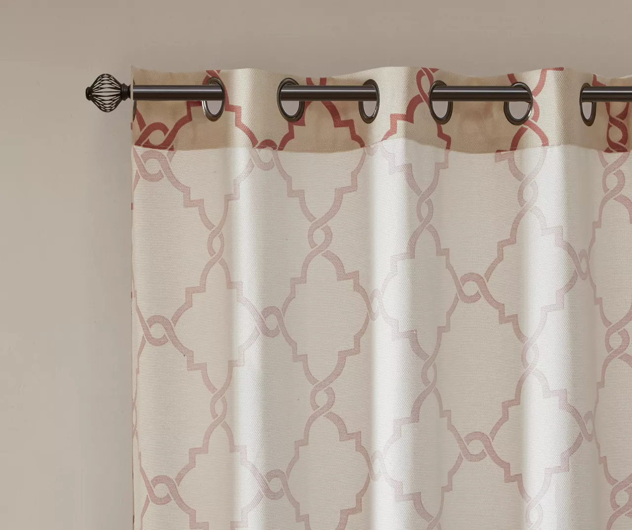 Sereno Fretwork Beige & Spice Light-Filtering Grommet Curtain Panel, (84") 5 Sereno Fretwork Beige & Spice Light-Filtering Grommet Curtain Panel, (84") - Image 5