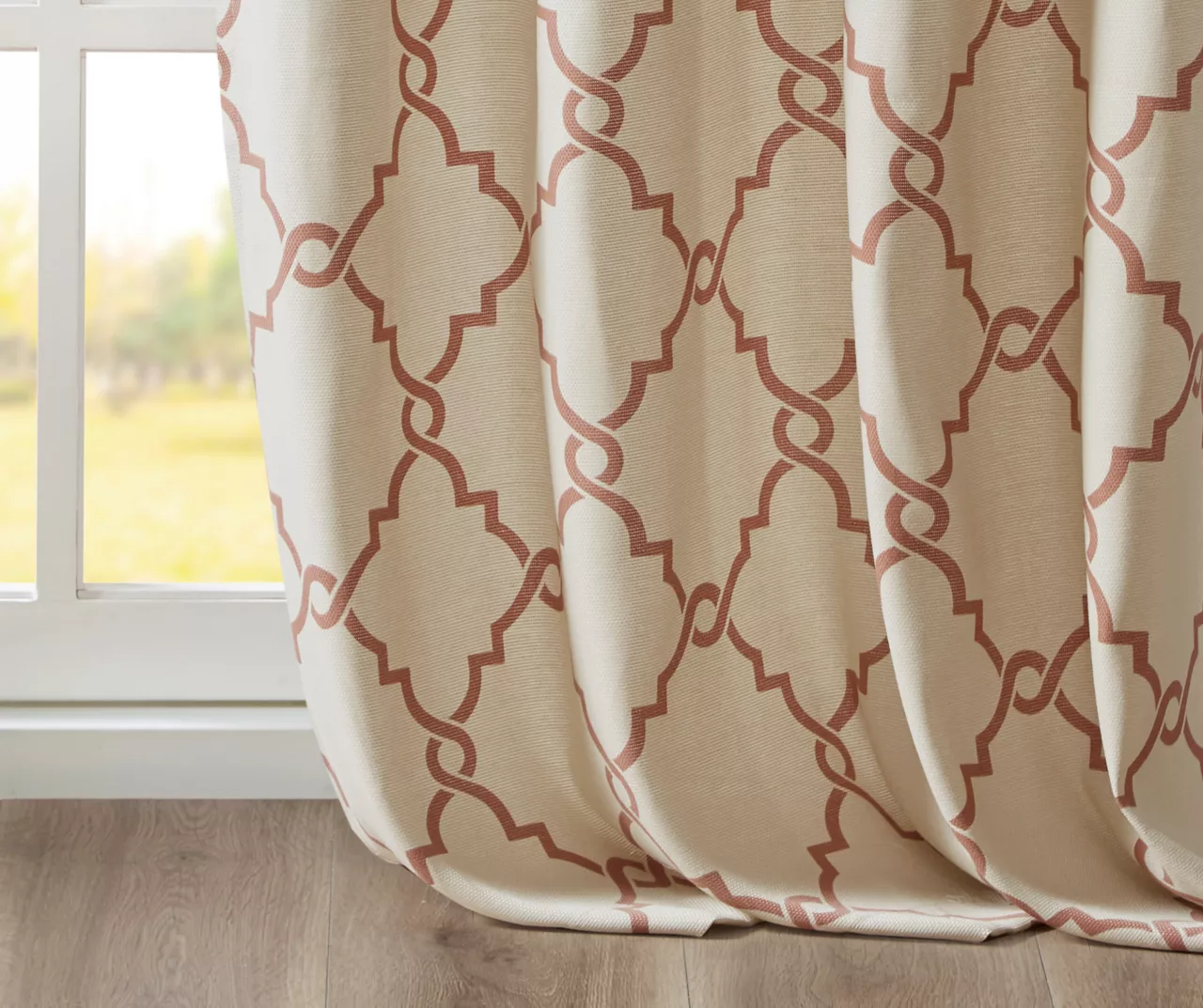 Sereno Fretwork Beige & Spice Light-Filtering Grommet Curtain Panel, (84") 6 Sereno Fretwork Beige & Spice Light-Filtering Grommet Curtain Panel, (84") - Image 6