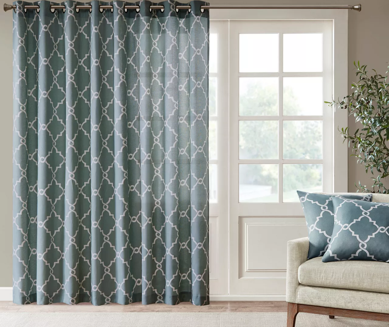 Sereno Fretwork Light-Filtering Grommet Patio Curtain Panel, (84") 4 Sereno Fretwork Light-Filtering Grommet Patio Curtain Panel, (84") - Image 4