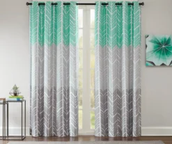 Amanda Aqua Blackout Grommet Curtain Panel, (84")