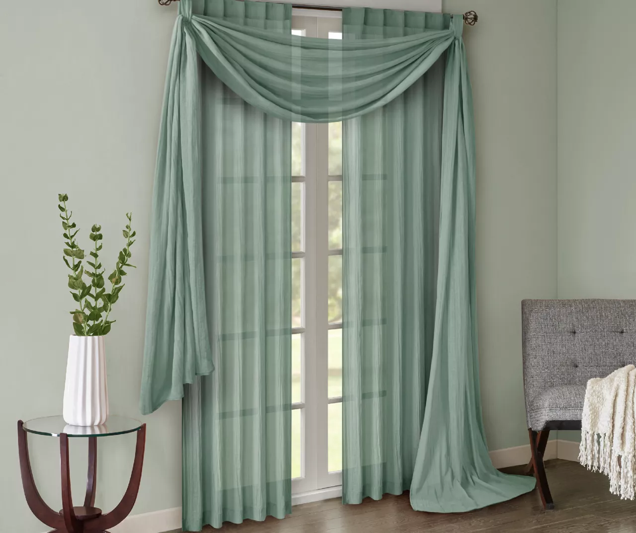 Avery Crushed Sheer Rod Pocket Curtain Panel Pair 16 Avery Crushed Sheer Rod Pocket Curtain Panel Pair - Image 16