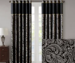 Valerie Black Light-Filtering Rod Pocket Curtain Panel Pair, (95") 13 Valerie Black Light-Filtering Rod Pocket Curtain Panel Pair, (95") -Cuisinart Store 810518076 810518077 2