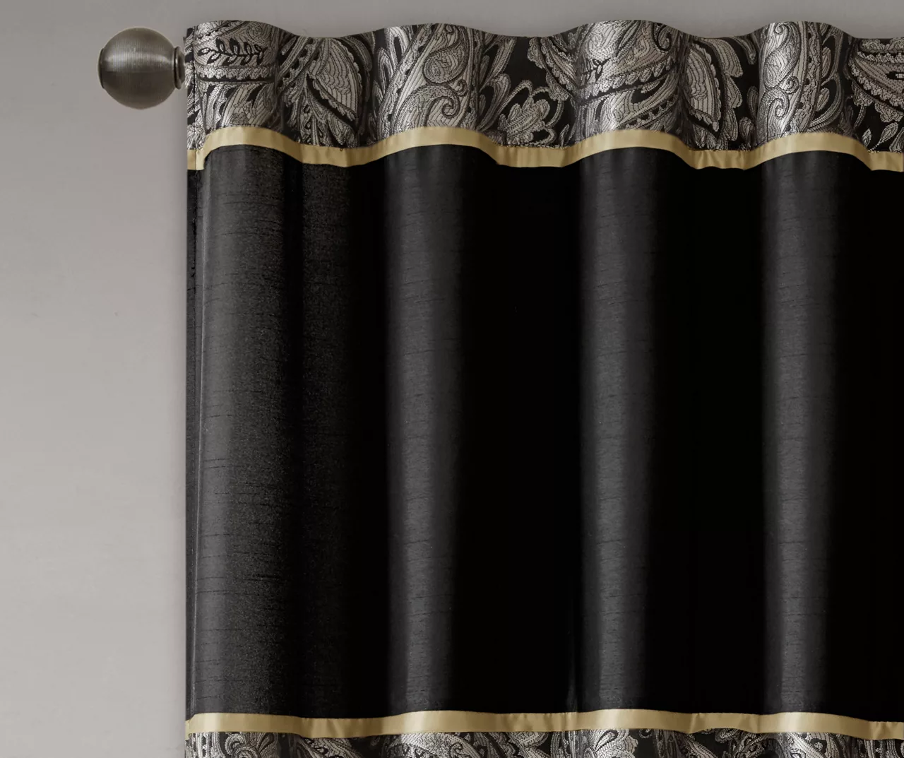 Valerie Black Light-Filtering Rod Pocket Curtain Panel Pair, (84") 4 Valerie Black Light-Filtering Rod Pocket Curtain Panel Pair, (84") - Image 4