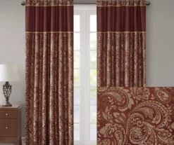 Valerie Burgundy Light-Filtering Rod Pocket Curtain Panel Pair, (95") 13 Valerie Burgundy Light-Filtering Rod Pocket Curtain Panel Pair, (95") -Cuisinart Store 810518081 810518082 2 1