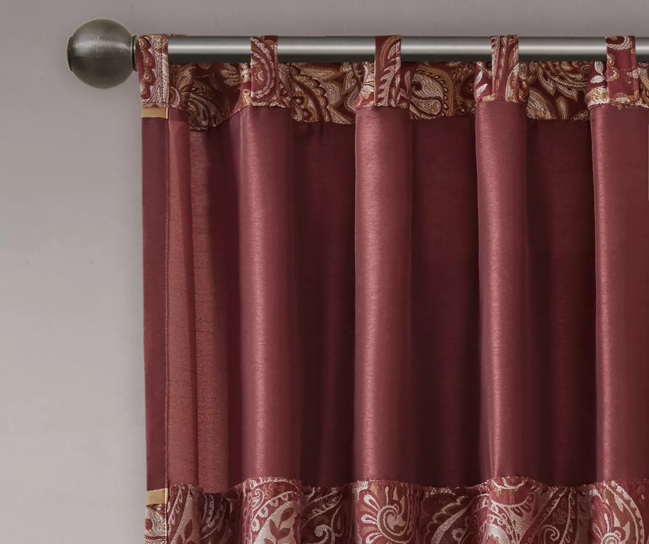 Valerie Burgundy Light-Filtering Rod Pocket Curtain Panel Pair, (84") 5 Valerie Burgundy Light-Filtering Rod Pocket Curtain Panel Pair, (84") - Image 5