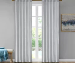 Bryce Velvet Light Gray Room-Darkening Rod Pocket Curtain Panel Pair, (84")