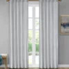 Bryce Velvet Light Gray Room-Darkening Rod Pocket Curtain Panel Pair, (95")
