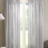 Clarissa Diamond Gray Sheer Rod Pocket Curtain Panel, (95")