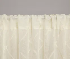 Clarissa Diamond Ivory Sheer Rod Pocket Curtain Panel, (95") -Cuisinart Store 810518098 810518099 3 1