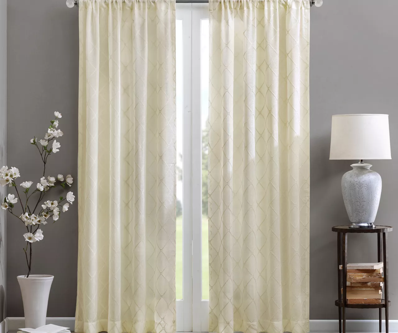 Clarissa Diamond Sheer Rod Pocket Curtain Panel 2 Clarissa Diamond Sheer Rod Pocket Curtain Panel - Image 2