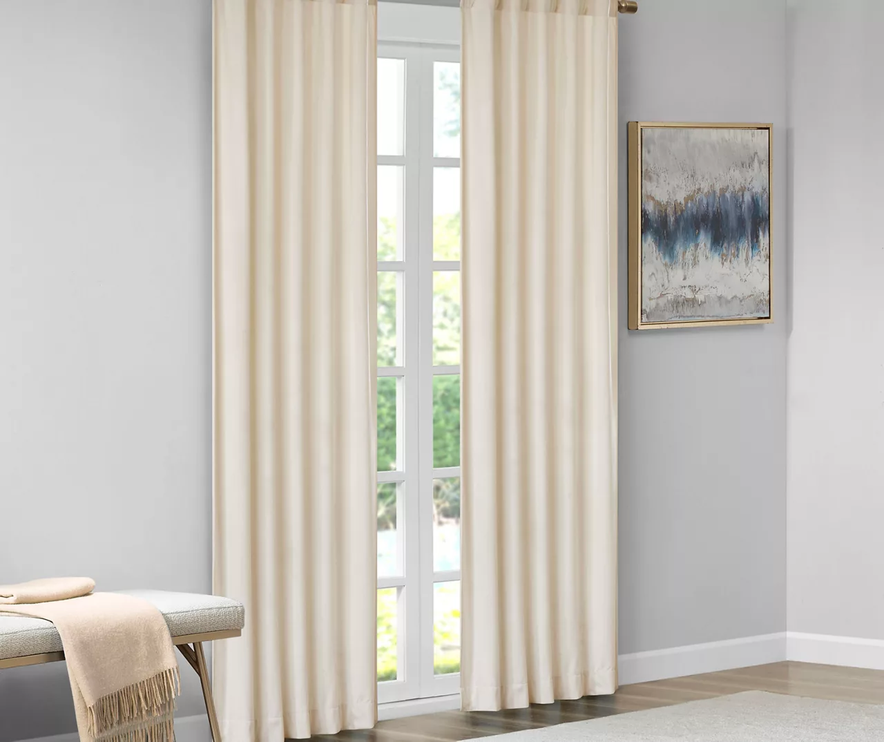 Bryce Velvet Ivory Room-Darkening Rod Pocket Curtain Panel Pair, (84") 2 Bryce Velvet Ivory Room-Darkening Rod Pocket Curtain Panel Pair, (84") - Image 2