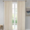 Bryce Velvet Ivory Room-Darkening Rod Pocket Curtain Panel Pair, (95")