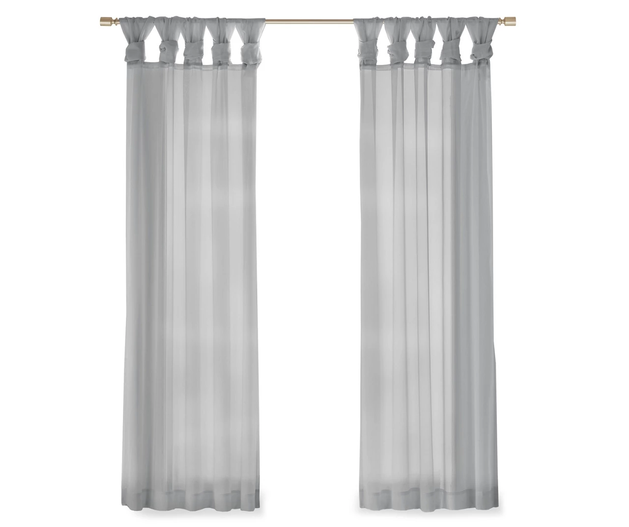 Persis Light Gray Voile Sheer Twisted Tab Curtain Panel Pair, (95") 5 Persis Light Gray Voile Sheer Twisted Tab Curtain Panel Pair, (95") - Image 5