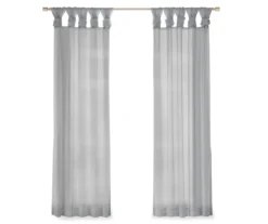 Persis Light Gray Voile Sheer Twisted Tab Curtain Panel Pair, (63") 10 Persis Light Gray Voile Sheer Twisted Tab Curtain Panel Pair, (63") -Cuisinart Store 810518134 810518135 810518136 4 3