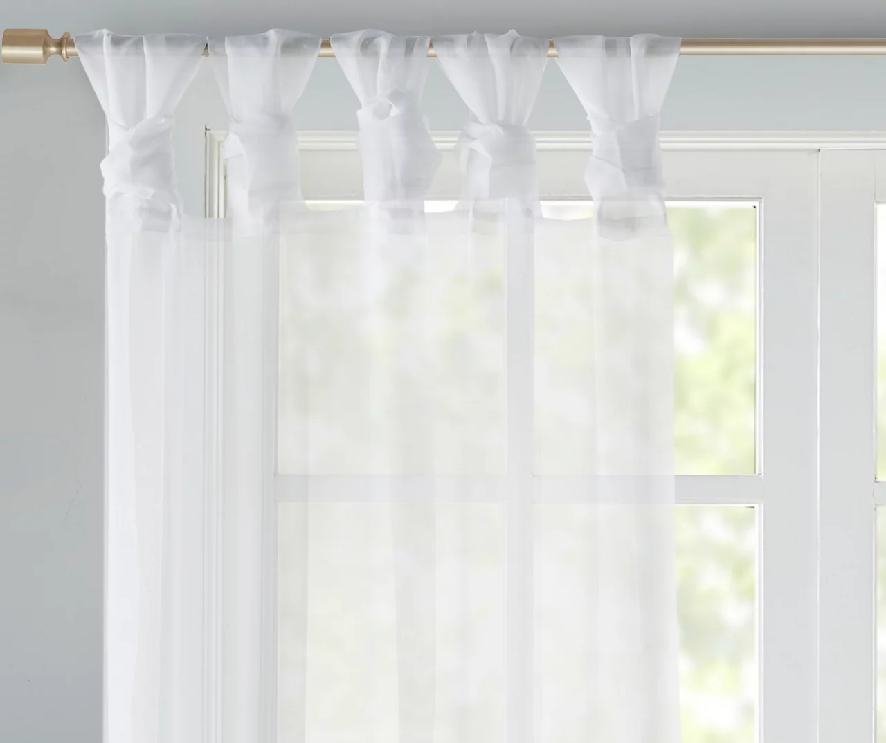 Persis White Voile Sheer Twisted Tab Curtain Panel Pair, (63") 3 Persis White Voile Sheer Twisted Tab Curtain Panel Pair, (63") - Image 3