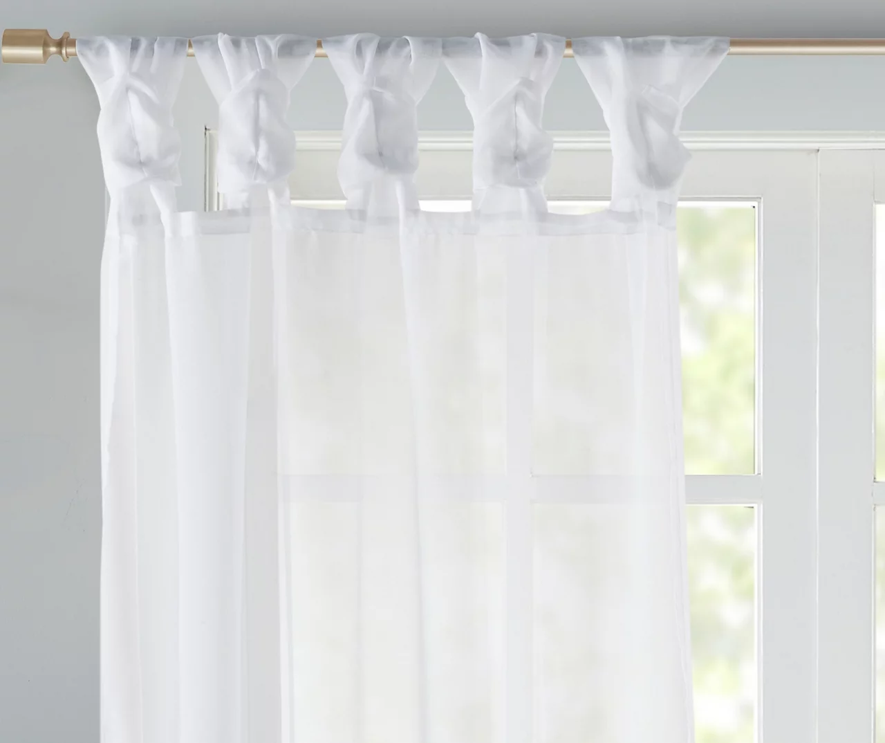 Persis White Voile Sheer Twisted Tab Curtain Panel Pair, (63") 4 Persis White Voile Sheer Twisted Tab Curtain Panel Pair, (63") - Image 4