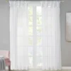 Persis White Voile Sheer Twisted Tab Curtain Panel Pair, (84")
