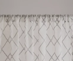 Clarissa Diamond White & Gray Sheer Rod Pocket Curtain Panel, (95") 7 Clarissa Diamond White & Gray Sheer Rod Pocket Curtain Panel, (95") -Cuisinart Store 810518156 810518157 3 1