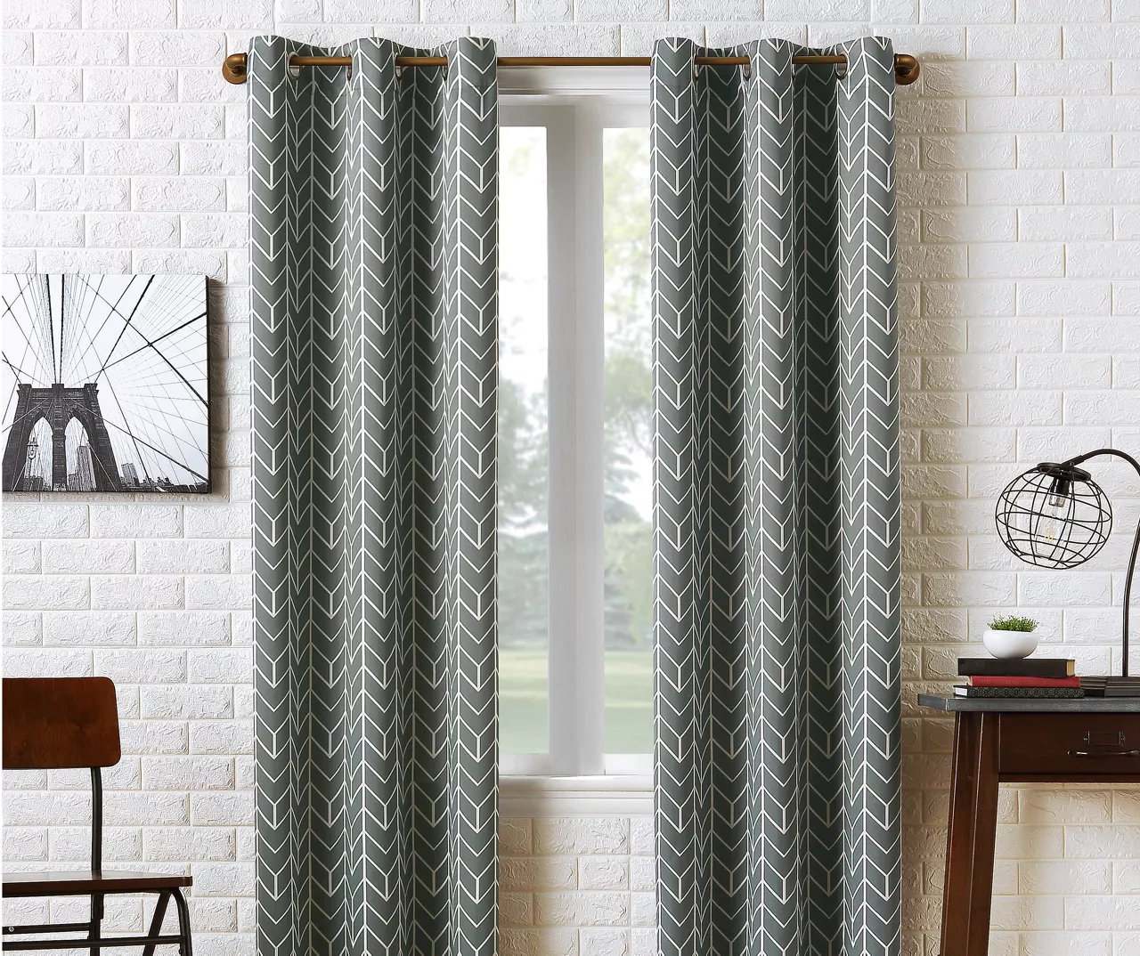 Sun Zero Ashwood Chevron Blackout Grommet Curtain Panel 2 Sun Zero Ashwood Chevron Blackout Grommet Curtain Panel - Image 2