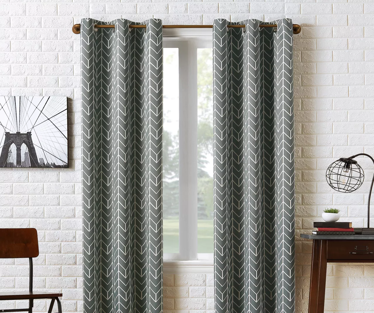 Sun Zero Ashwood Chevron Blackout Grommet Curtain Panel 3 Sun Zero Ashwood Chevron Blackout Grommet Curtain Panel - Image 3