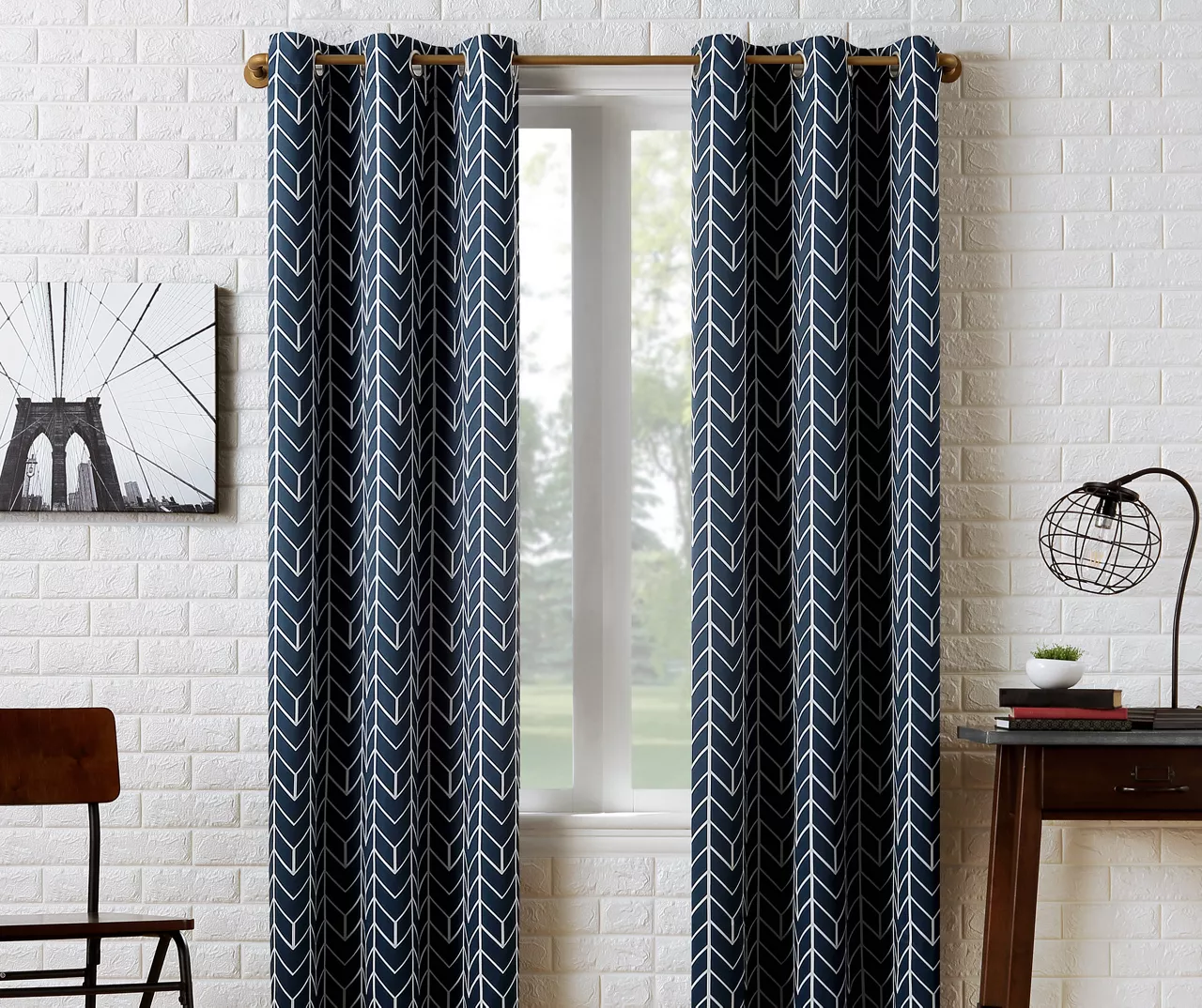 Sun Zero Ashwood Chevron Blackout Grommet Curtain Panel 5 Sun Zero Ashwood Chevron Blackout Grommet Curtain Panel - Image 5
