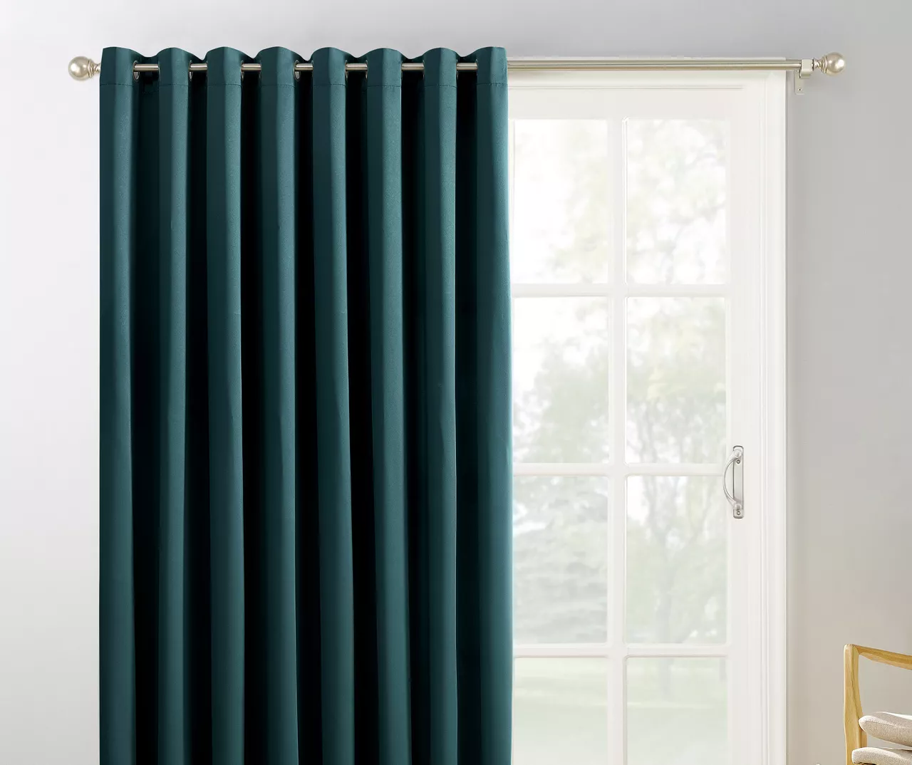 Loretta Teal Blackout Grommet Curtain Panel, (84") 1 Loretta Teal Blackout Grommet Curtain Panel, (84")