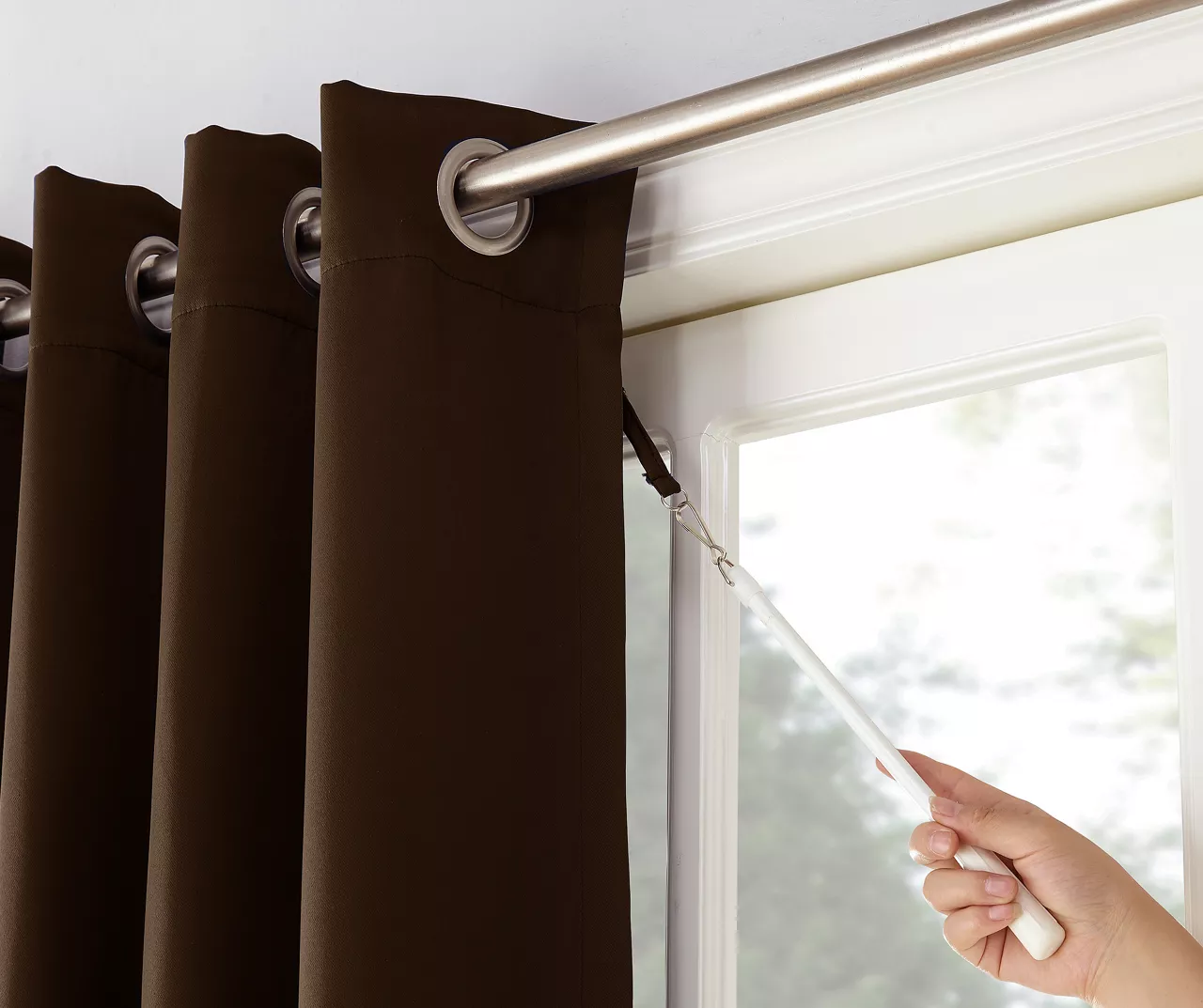 Loretta Chocolate Blackout Grommet Curtain Panel, (84") 2 Loretta Chocolate Blackout Grommet Curtain Panel, (84") - Image 2