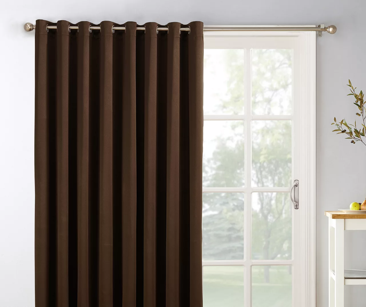 Loretta Chocolate Blackout Grommet Curtain Panel, (84") 1 Loretta Chocolate Blackout Grommet Curtain Panel, (84")