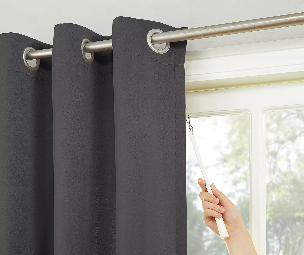 Loretta Charcoal Blackout Grommet Curtain Panel, (84") 2 Loretta Charcoal Blackout Grommet Curtain Panel, (84") - Image 2