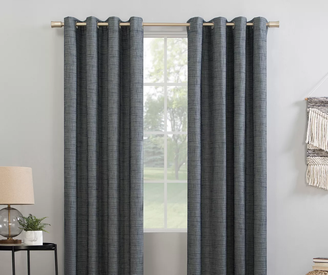 Wilbon Navy Denim Blackout Grommet Curtain Panel, (96") 1 Wilbon Navy Denim Blackout Grommet Curtain Panel, (96")
