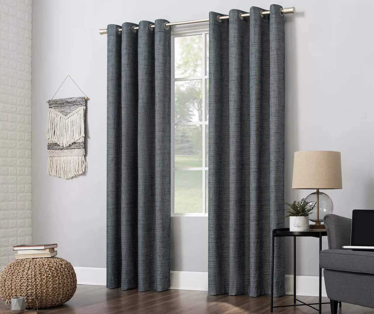 Wilbon Navy Denim Blackout Grommet Curtain Panel, (96") 5 Wilbon Navy Denim Blackout Grommet Curtain Panel, (96") - Image 5