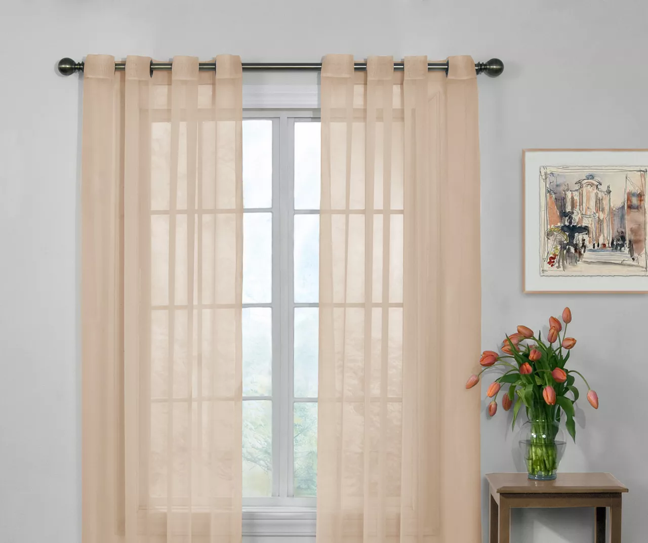 Curtain Fresh Latte Sheer Grommet Curtain Panel, (108") 1 Curtain Fresh Latte Sheer Grommet Curtain Panel, (108")