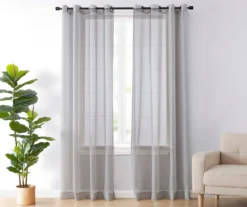 Curtain Fresh Light Gray Sheer Grommet Curtain Panel, (63")