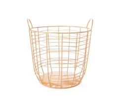 Tan Zig Zag Wire Storage Bin