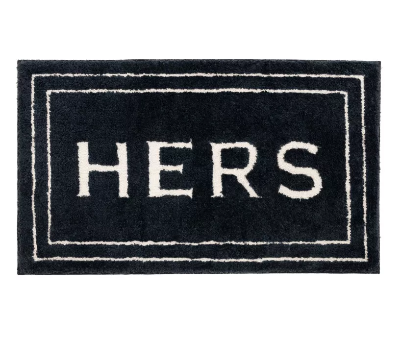 "Hers" Indigo Knitted Bath Rug, (34" X 20") 1 "Hers" Indigo Knitted Bath Rug, (34" X 20")