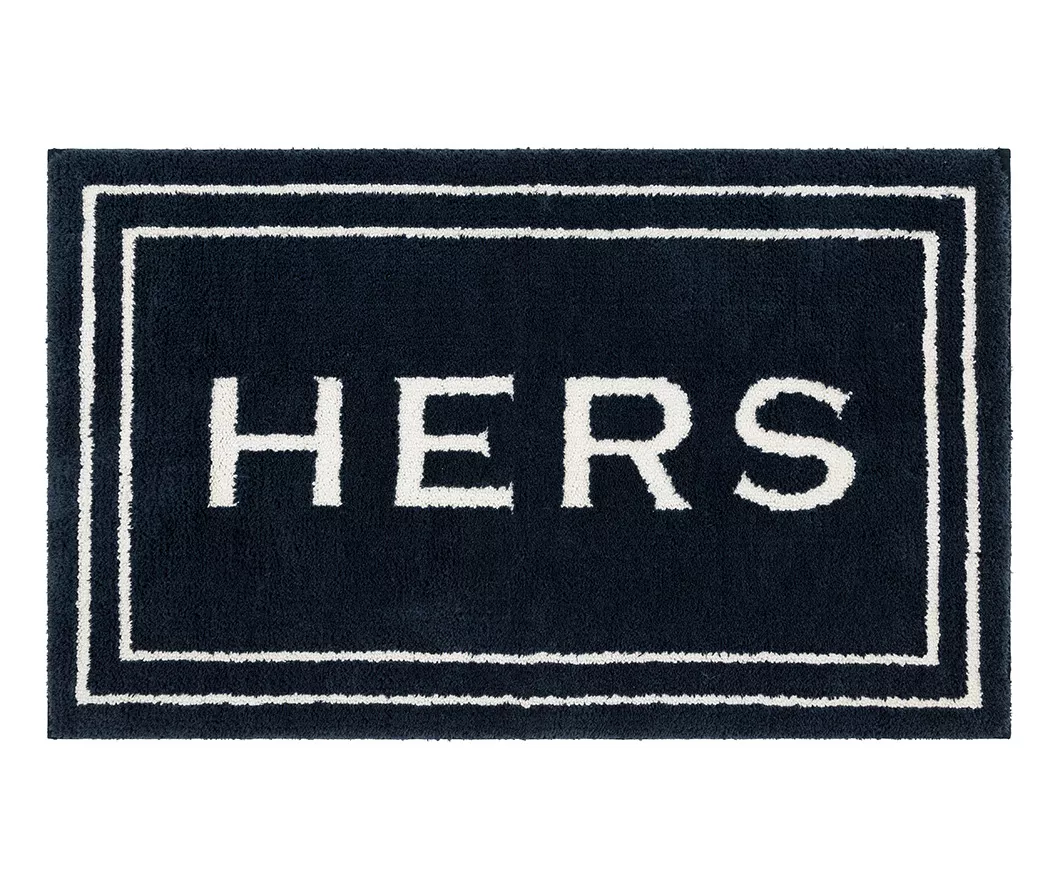 "Hers" Indigo Knitted Bath Rug, (40" X 24") 1 "Hers" Indigo Knitted Bath Rug, (40" X 24")