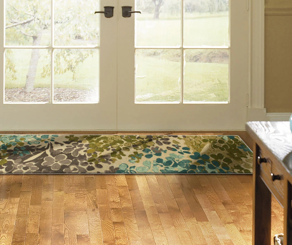 Radiance Aqua Floral Runner, (1'8" X 6') 2 Radiance Aqua Floral Runner, (1'8" X 6') - Image 2