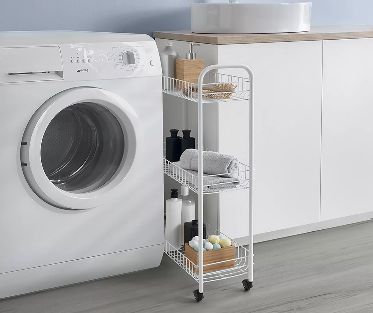 White 3-Tier Rolling Cart 1 White 3-Tier Rolling Cart