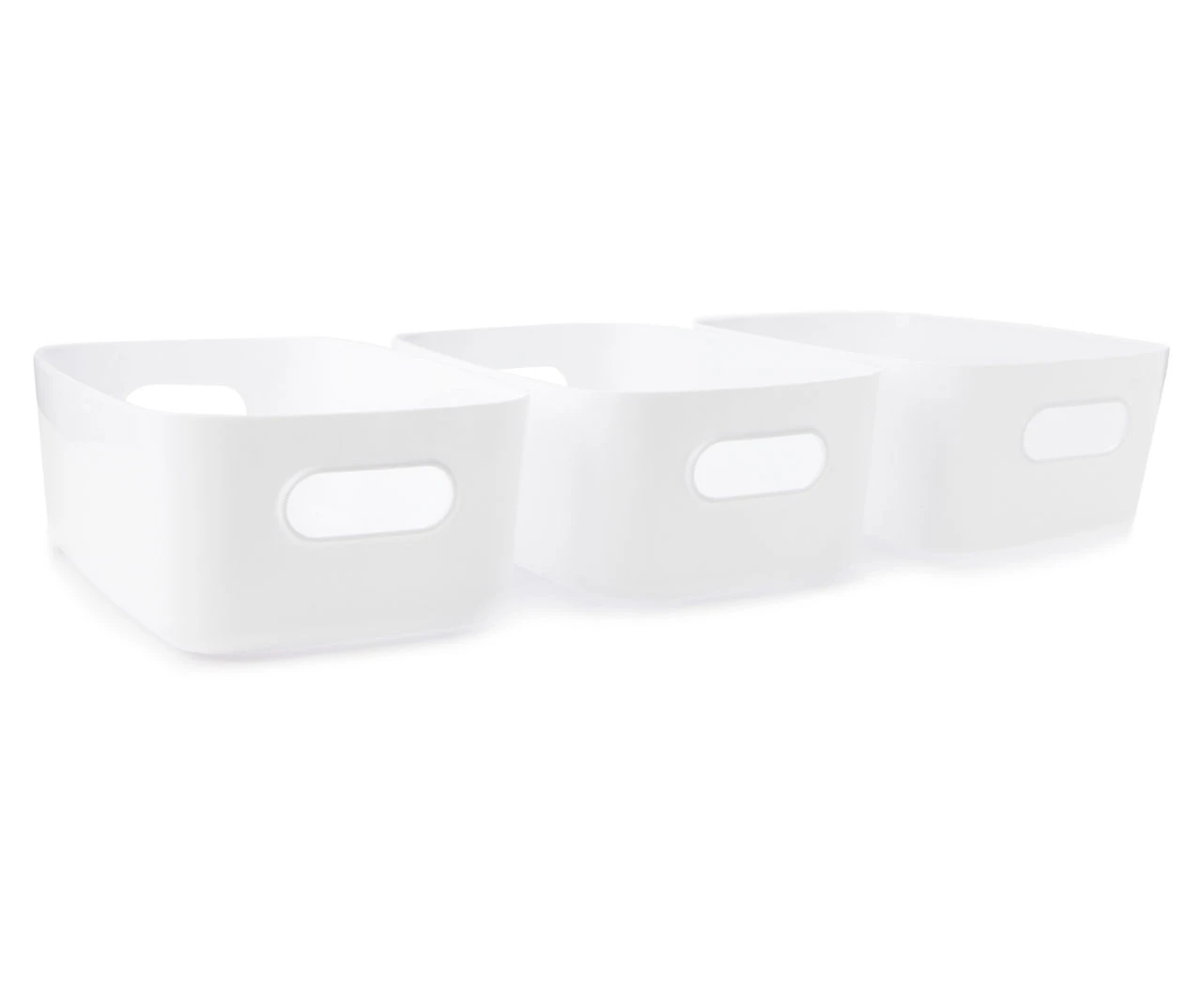 White Plastic Storage Bins, 3-Pack 2 White Plastic Storage Bins, 3-Pack - Image 2