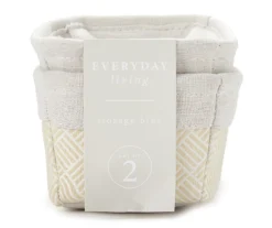 Beige Weave Canvas Storage Bins, 2-Pack