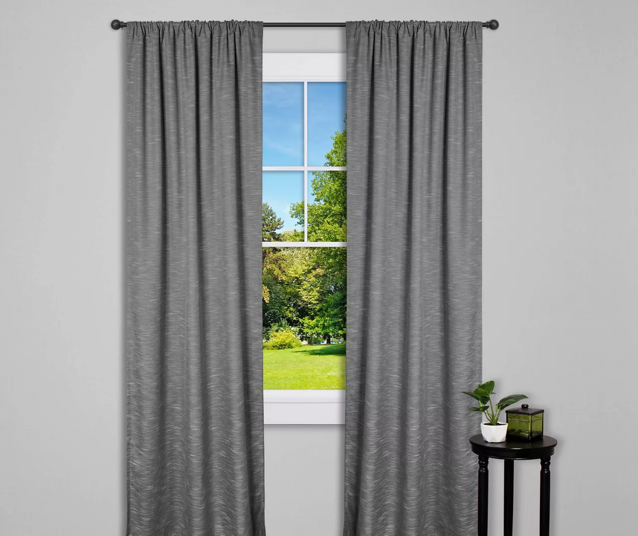 Lana Black 5/8" Ball-Finial Curtain Rod, (28"-48") 2 Lana Black 5/8" Ball-Finial Curtain Rod, (28"-48") - Image 2