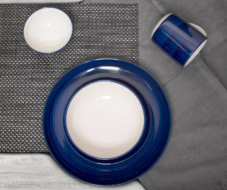 Evolution Hand Painted Navy 20-Piece Dinnerware Set 2 Evolution Hand Painted Navy 20-Piece Dinnerware Set - Image 2