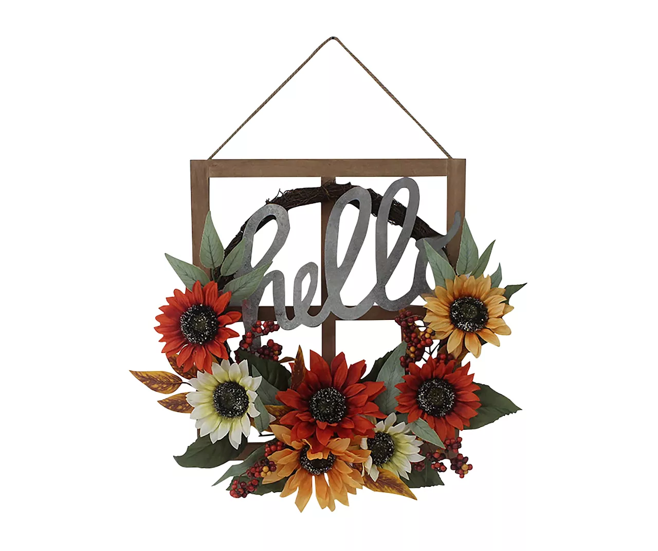 "Hello" Peony & Pumpkin Wreath Window Hanging Wall Decor 1 "Hello" Peony & Pumpkin Wreath Window Hanging Wall Decor