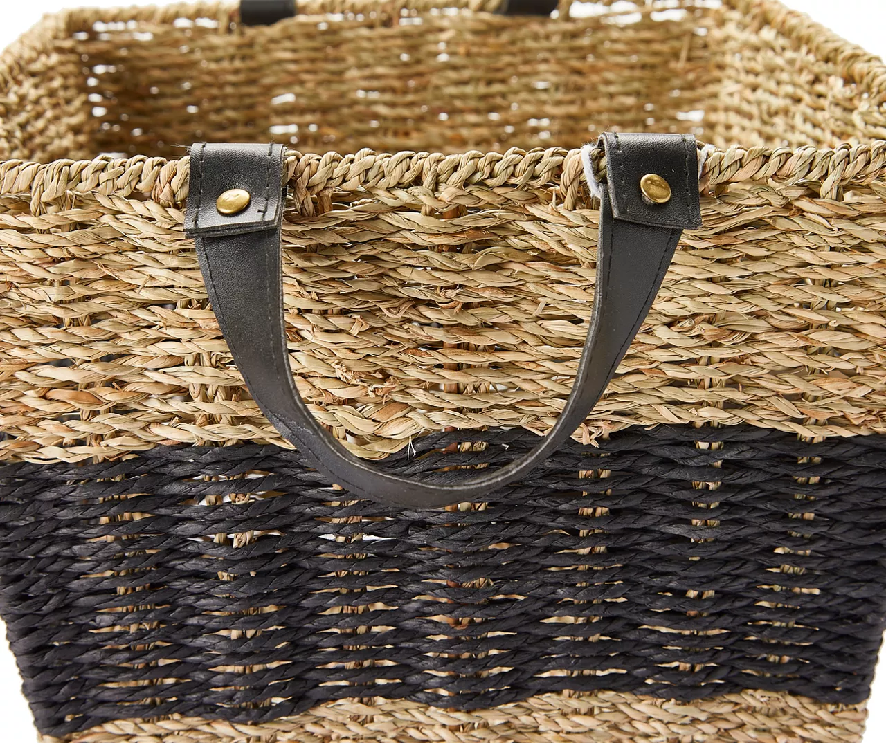 Tan & Black 2-Tone Rectangular Seagrass & Paper Bin 2 Tan & Black 2-Tone Rectangular Seagrass & Paper Bin - Image 2