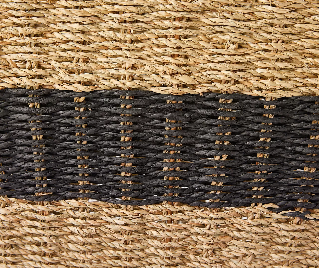Tan & Black 2-Tone Rectangular Seagrass & Paper Bin 3 Tan & Black 2-Tone Rectangular Seagrass & Paper Bin - Image 3