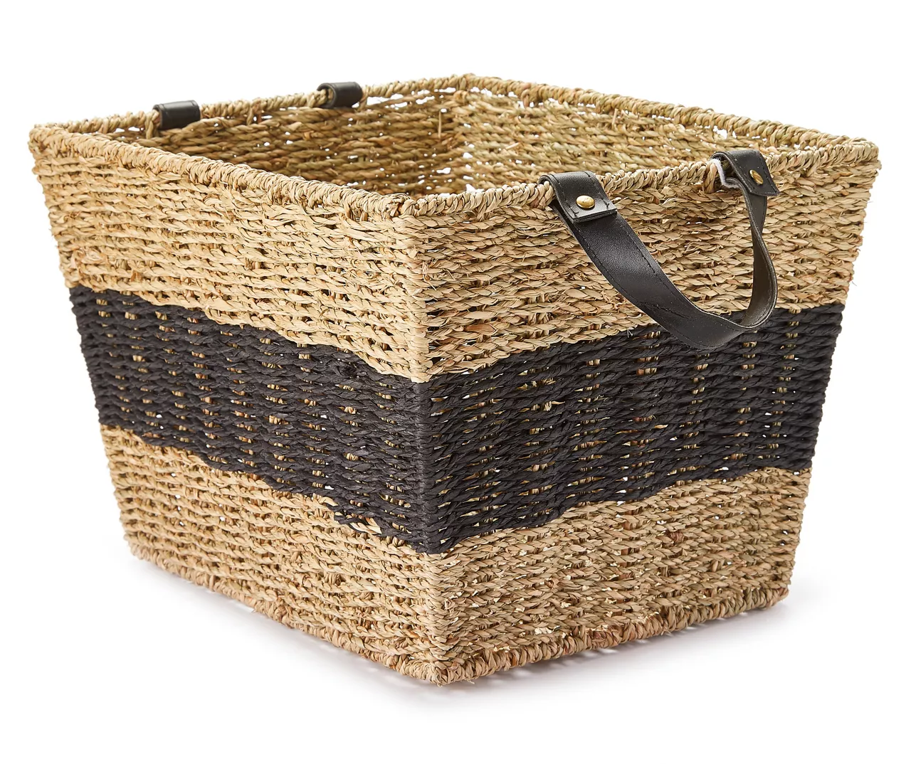 Tan & Black 2-Tone Rectangular Seagrass & Paper Bin 1 Tan & Black 2-Tone Rectangular Seagrass & Paper Bin
